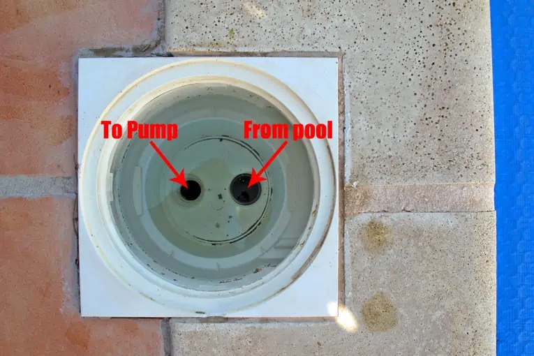 Why are there two holes at the bottom of a pool skimmer? pool skimmer two holes