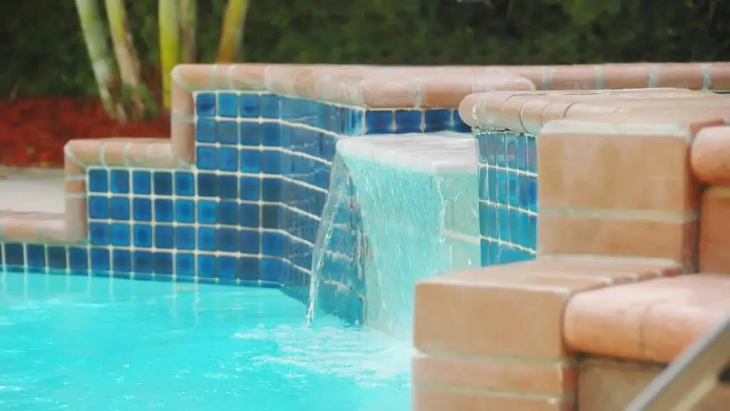 Pool waterfall - pool water undergo filtration
