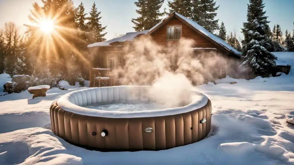 inflatable hot tub in winter