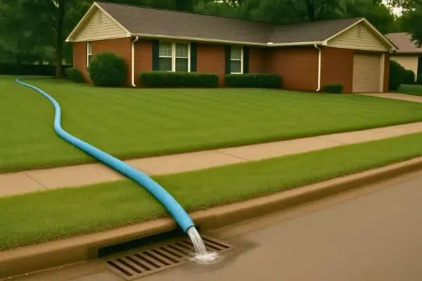 pool water being emptied into a storm drain