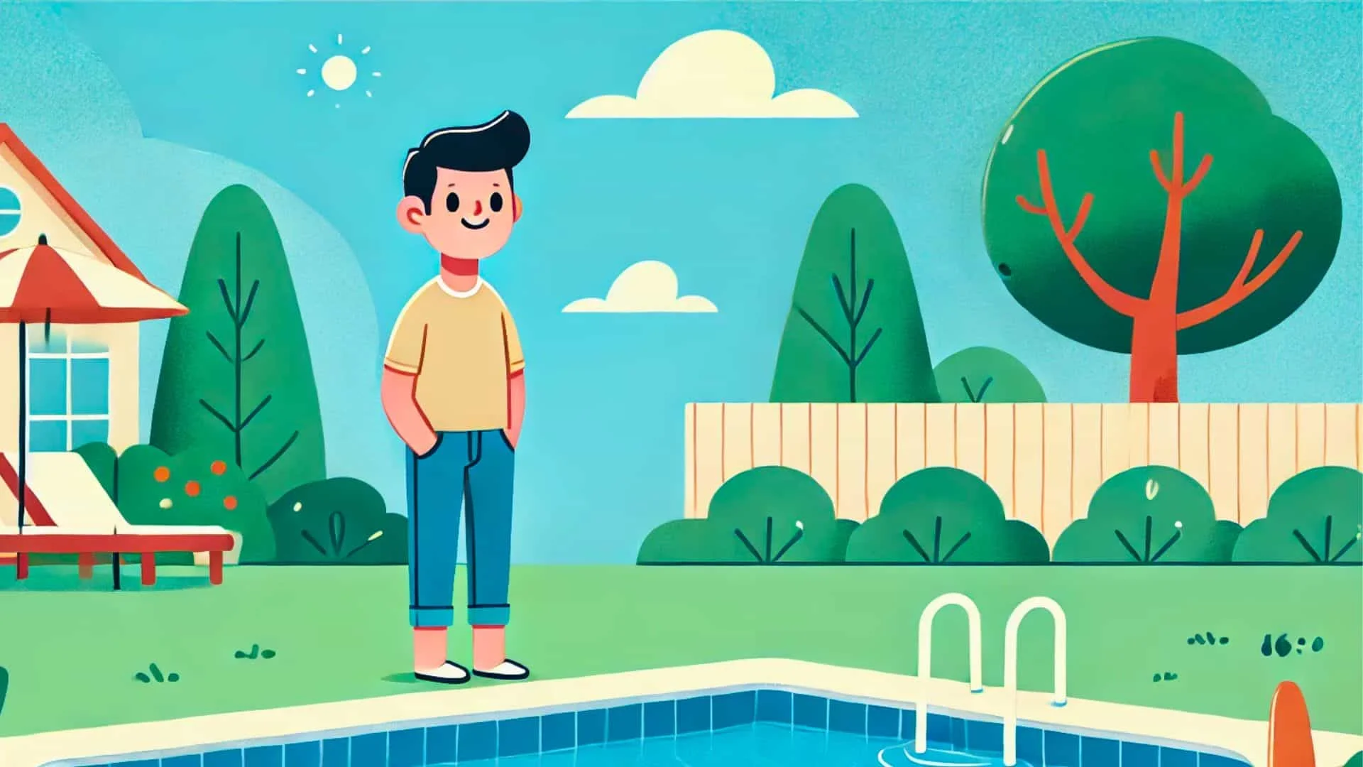 man looking at his pool after using pool shock